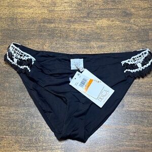 BECCA Black Bikini Bottom w/ White Lace Detail